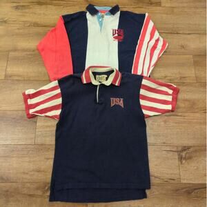 VTG Dehen Ford USA Men's Medium / Large Button Up Shirt Colorblock America Y2K